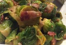 garlic brussels sprouts with crispy bacon