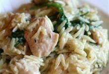garlic chicken with orzo noodles