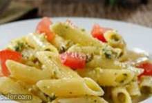 Gluten Free Penne with Pistachio Pesto and Heirloom Tomato Salad