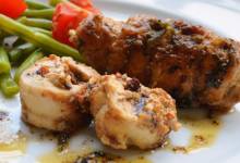 goat cheese and sun-dried tomato stuffed chicken thighs with sage brown butter sauce