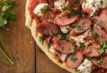grilled burrata pizza with hillshire farm&#174; smoked sausage
