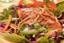 Grilled Salmon, Snap Peas and Spring Mix Salad with Chow Mein Noodles