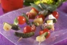 ham and cheese skewers with crunchy maille&#174; cornichons