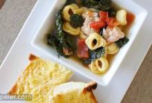 Hearty Chicken and Tortellini Stew with Cheesy Garlic Bread