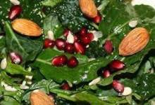 Kale Salad with Pomegranate, Sunflower Seeds and Sliced Almonds