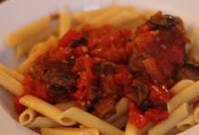 penne and meatballs all'arrabbiata