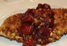 Pistachio Crusted Chicken Breasts with Sun-Dried Cherry and Orange Sauce