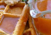 pumpkin waffles with apple cider syrup