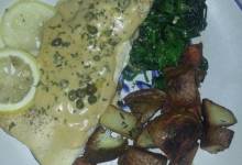 rainbow trout with buttery lemon-caper cream sauce