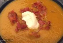 Roasted Butternut Squash Soup with Apples and Bacon