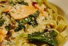 Salmon and Spinach Fettuccine