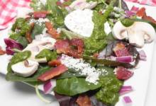 saturday breakfast salad with poached egg and chimichurri