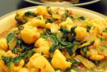 spinach and cauliflower bhaji