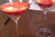 strawberries flambeed in vodka with hot ce cream