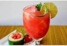 watermelon and cucumber juice with a spritz of lime